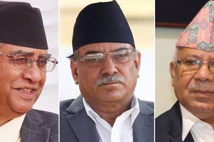 देउवा, प्रचण्ड र माधवबीच भेटवार्ता, के भयो कुराकानी ?