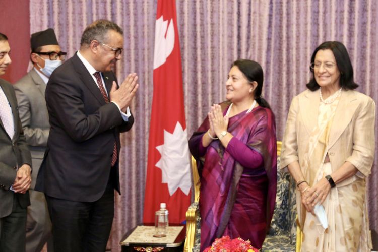 राष्ट्रपति भण्डारी र डब्लूएचओका महानिर्देशक टेड्रोसबीच भेटवार्ता