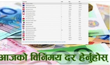 आजको विदेशी मुद्राको विनिमयदर