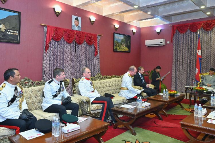 बेलायती सेनाका रथी ओबीईको टोलीले राष्ट्रपति पौडेललाई बुझायो प्रतिवेदन