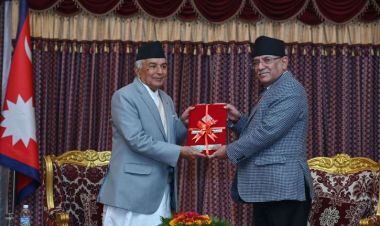 प्रधानमन्त्री दाहालले राष्ट्रपति समक्ष पेश गरे वार्षिक प्रतिवेदन 