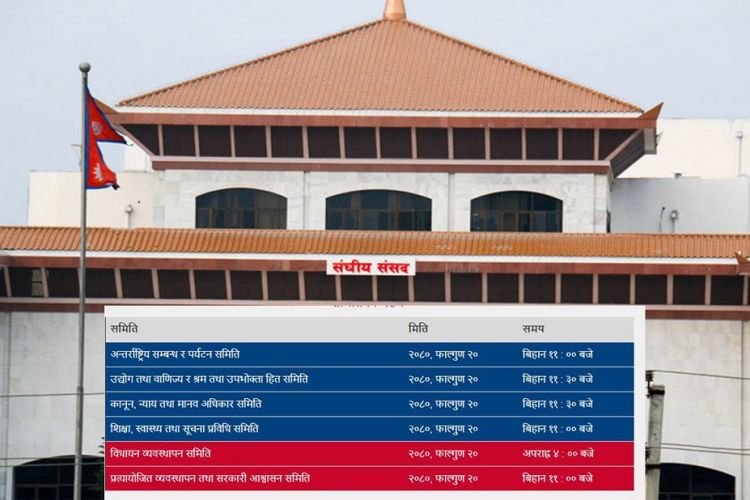 आज संघीय संसदका ६ वटा समितिका बैठक बस्दै