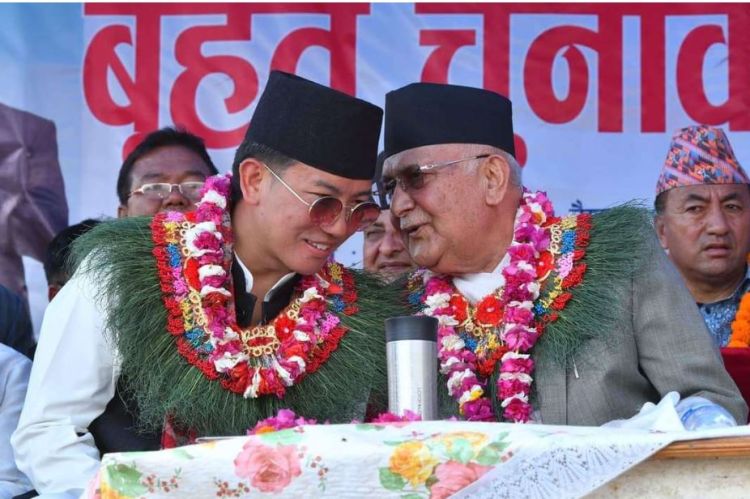 इलाम–२ मा एमालेको विजयी सभा, सम्बोधन गर्दै अध्यक्ष ओली 