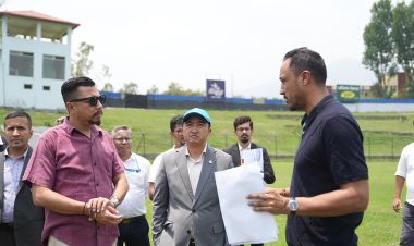  खेलकुदमन्त्री श्रेष्ठले गरे टीयू क्रिकेट मैदानको निरीक्षण