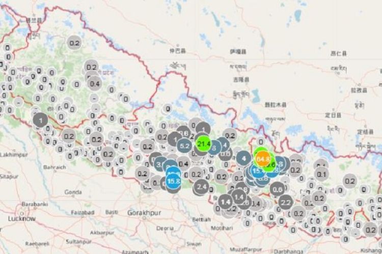 बागमती, गण्डकी र लुम्बिनी प्रदेशमा हल्कादेखि मध्यम वर्षा