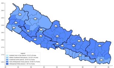 आज देशभर बदली, केही स्थानमा भारी वर्षाको सम्भावना